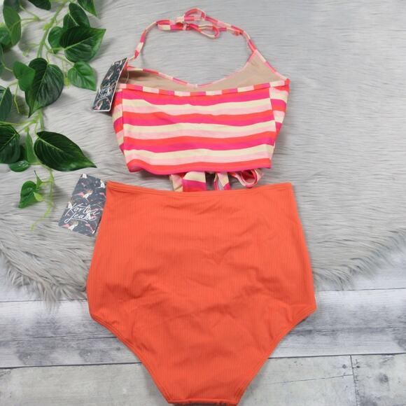 KORTNI JEANE Tied-Up Top & Ribbed Ruched Bottoms Swimsuit Bikini Set Small NEW - Picture 4 of 13